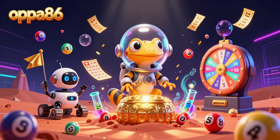 Experience exciting games at oppa86 casino with vibrant colors and dynamic gambling elements.