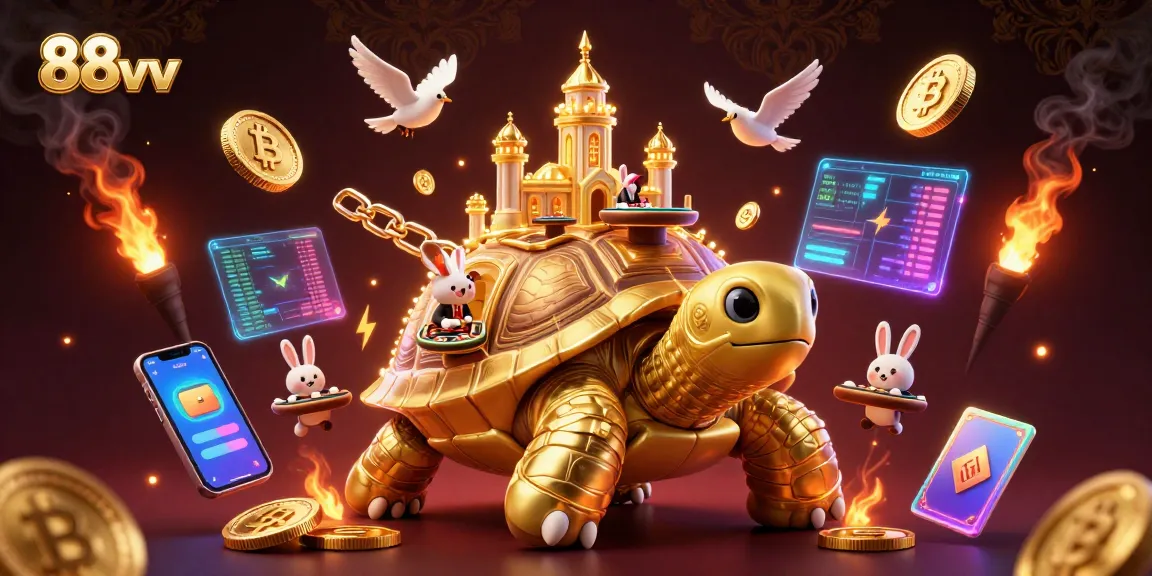 Engage with thrilling gaming action at 88vv featuring a golden tortoise casino scene.