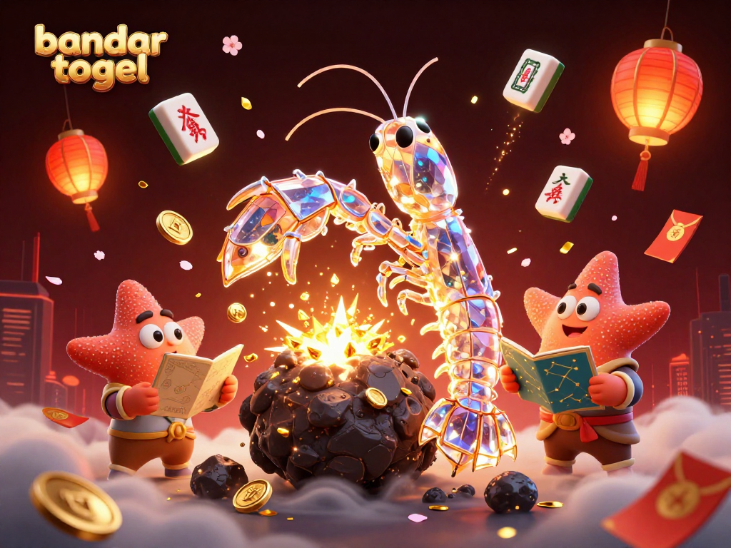 Engage with the thrilling world of bandar togel through a magical 3D scene of vibrant gaming elements.