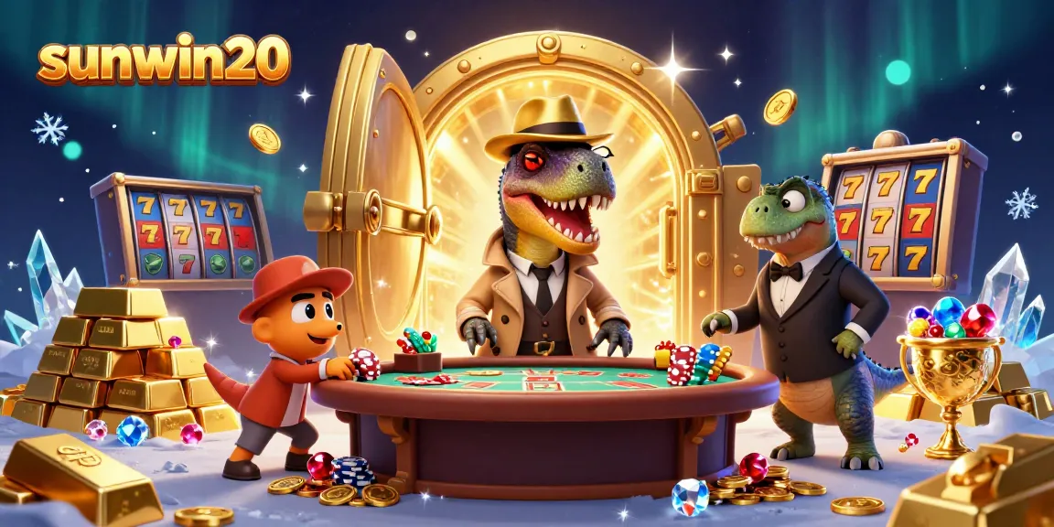 Engage with exciting gameplay at sunwin20 featuring a velociraptor card counter amidst a rich casino scene.