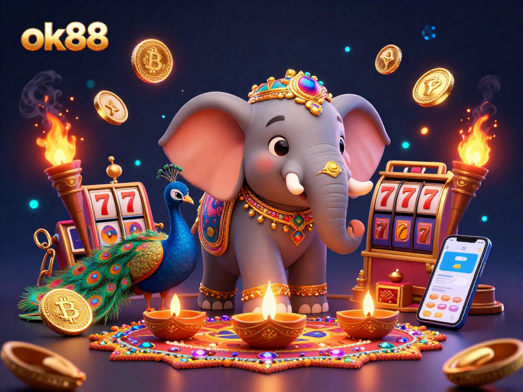 Experience thrilling wins at ok88 with 3D depicted casino elements and vibrant characters in a dynamic scene.