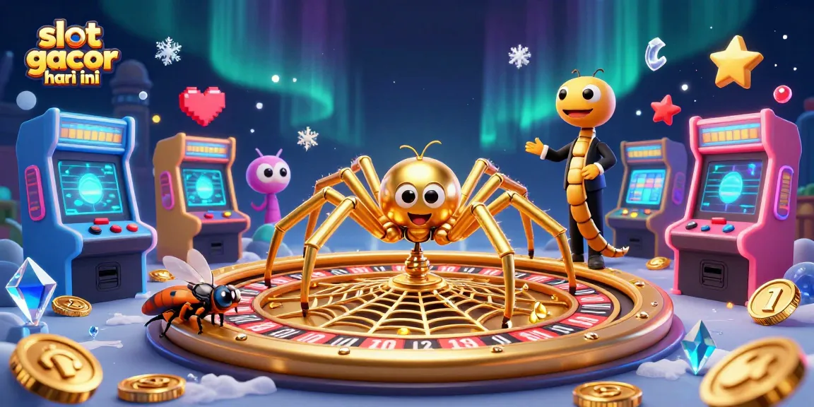 Spin the golden roulette web in this colorful slot gacor hari ini scene filled with vibrant gaming elements.