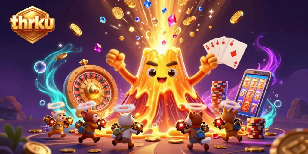 Experience winning thrills with thrku's dazzling casino scene filled with treasures and excitement.