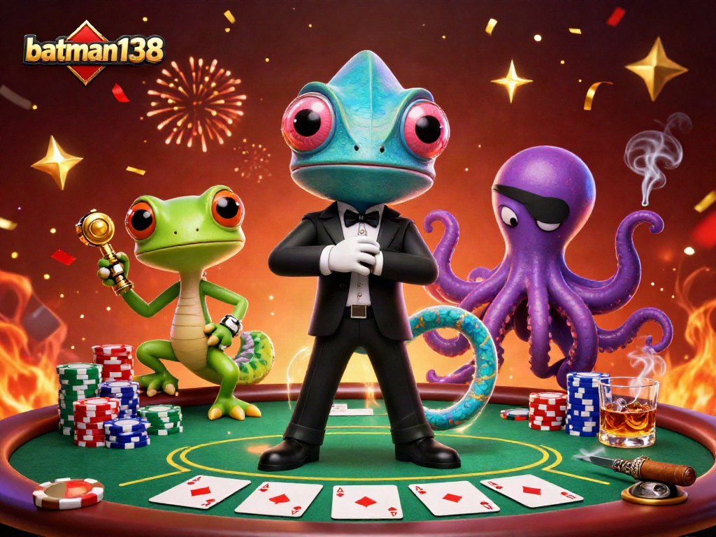 Experience high-stakes poker action with batman138 in a vibrant casino scene featuring dynamic characters.