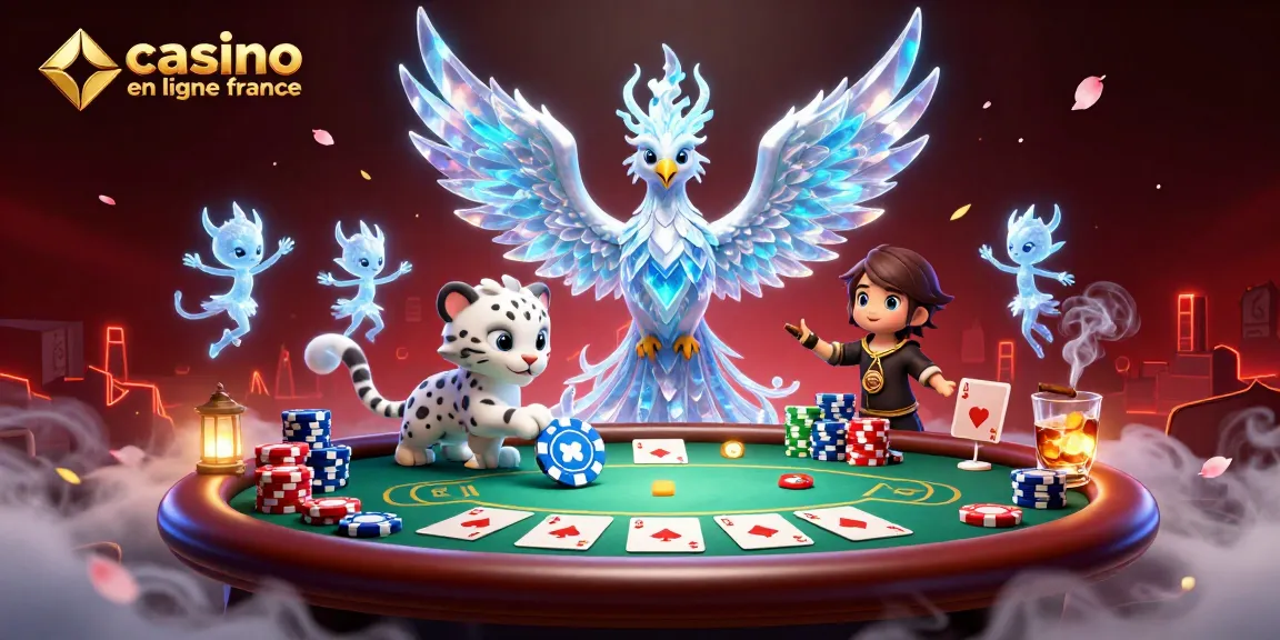 Image montrant un phoenix de glace et un cub de léopard jouant, illustrant le casino en ligne france.