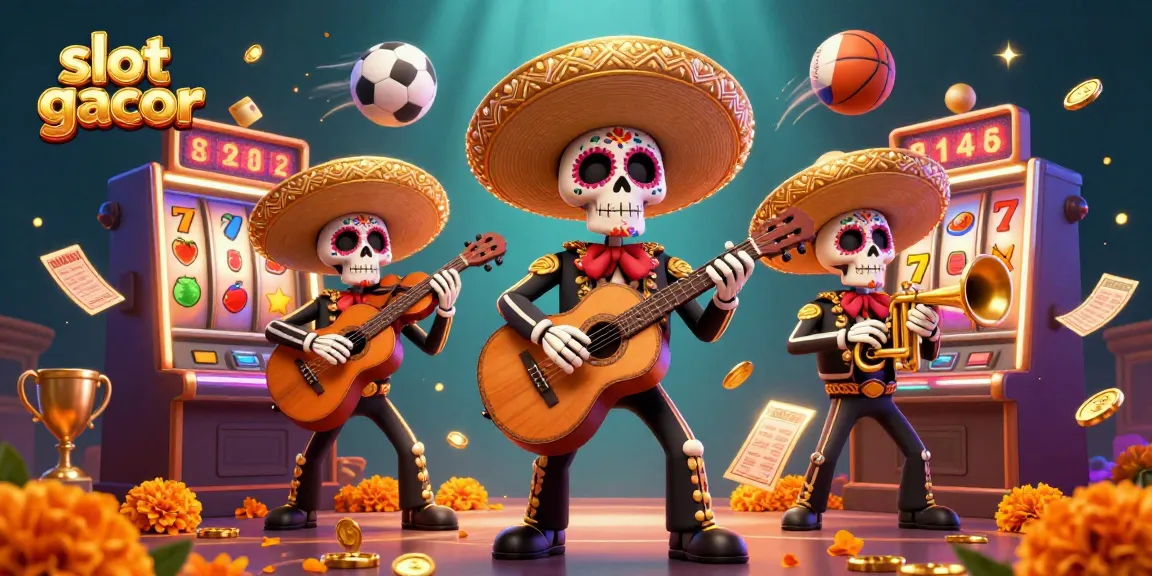 Engage in the thrilling action of slot gacor with vibrant mariachi skeletons and dynamic casino elements.