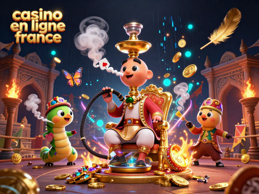 Jouer au casino en ligne France avec une illustration dynamique de jeux de casino et personnages colorés.
