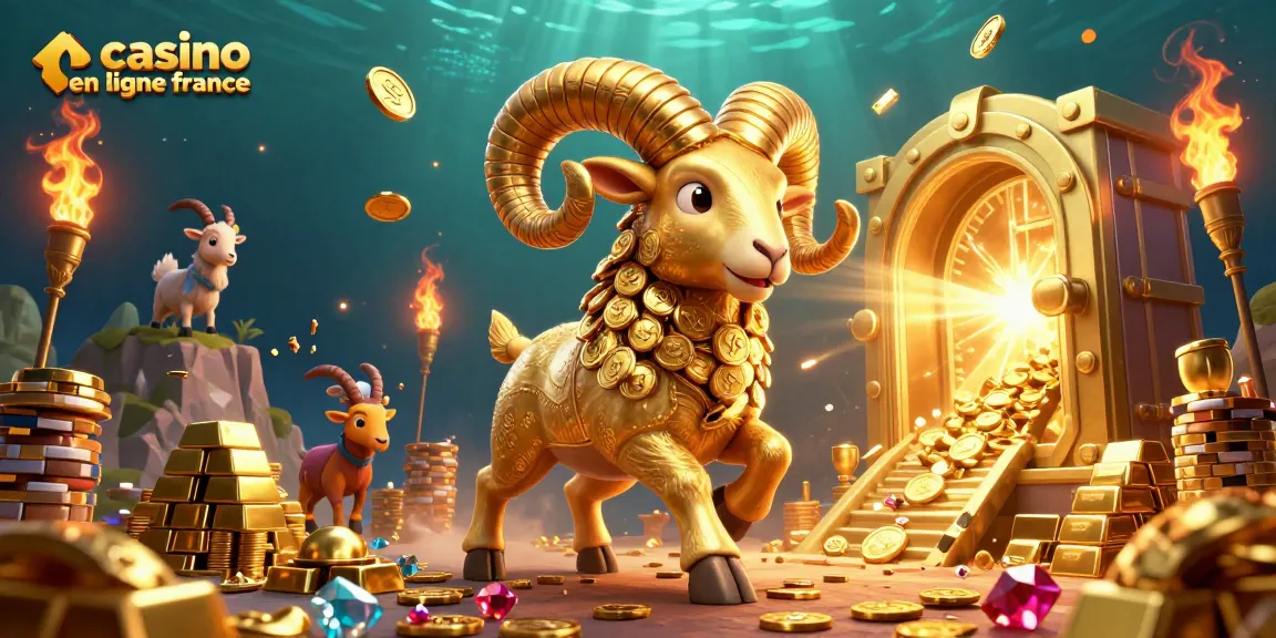 Plongez dans le monde du casino en ligne France avec une illustration captivante d'un bélier doré.
