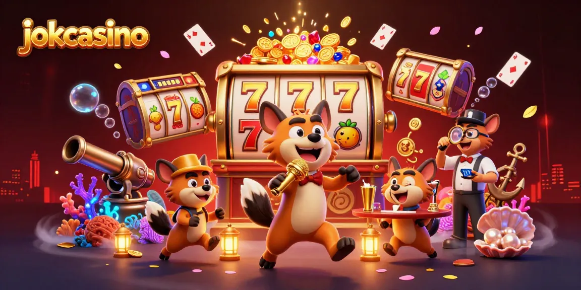 Experience jokacasino excitement with animated hyenas and vibrant slot game elements