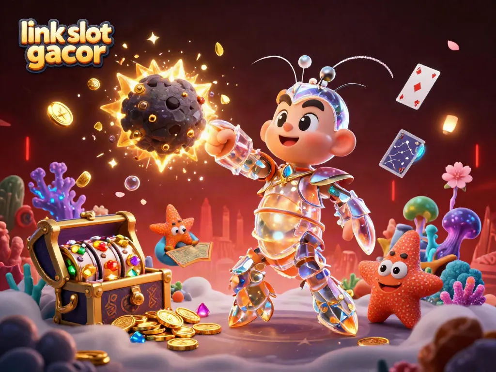 Gameplay menarik slot gacor dengan karakter karismatik di latar belakang penuh warna