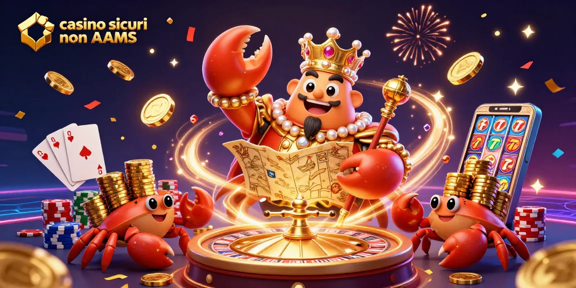 Gioca emozionanti slot nei casino sicuri non AAMS con il granchio imperatore e monete d'oro volanti.