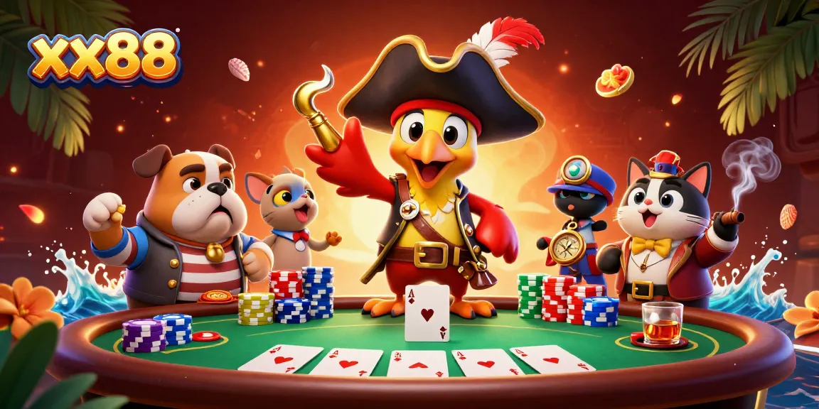 Engage in thrilling gameplay at xx88 with a vibrant 3D casino scene showcasing poker excitement and rich colors.