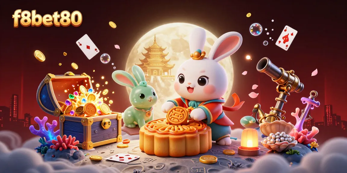 Engage with thrilling casino action at f8bet80, showcasing cartoon rabbits and poker chips.