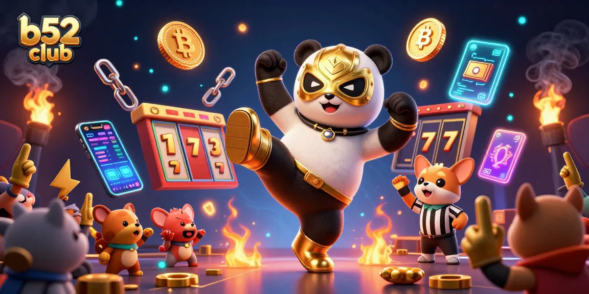 B52 Club showcases thrilling slot action with a panda wrestler, adding excitement to gaming!
