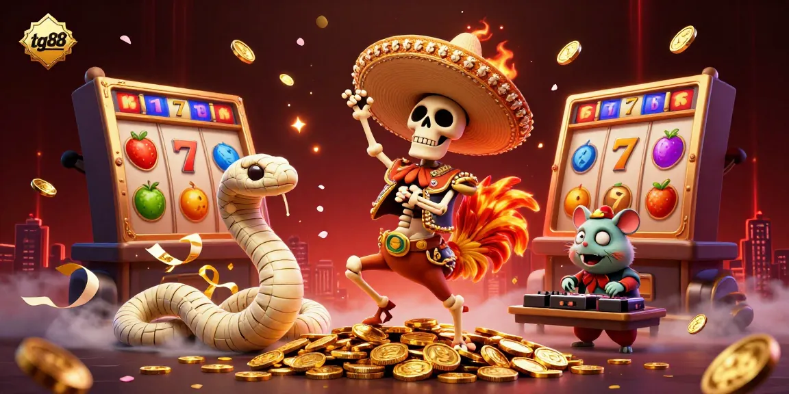 Experience thrilling wins with tg88 as the vibrant 3D skeleton mariachi celebrates on golden coins.