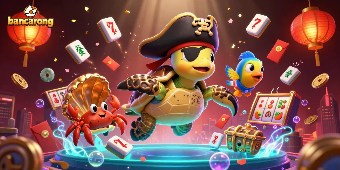 Bancarong invites players to spin the slot reels among a vibrant underwater casino scene featuring a pirate turtle, hermit crab, and parrotfish.