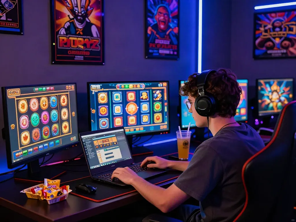 Engaged player enjoying slot gacor hari ini with vibrant game graphics