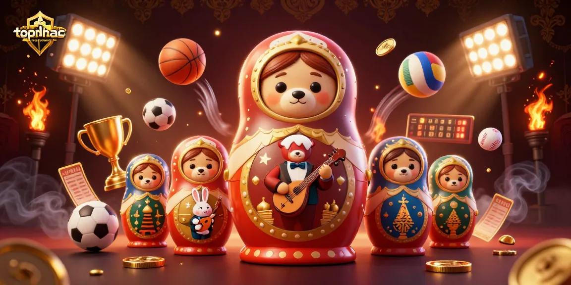 Experience topnhacaimoi with vibrant 3D casino illustration featuring dynamic sports elements and playful characters.