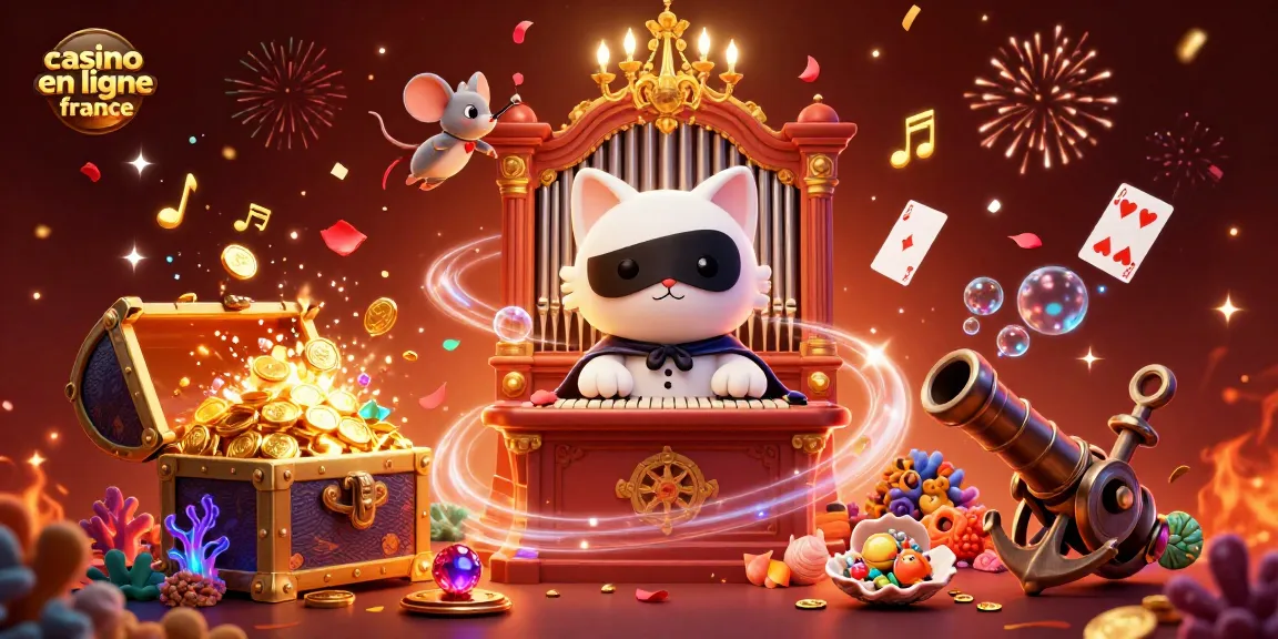 Plongez dans l'univers du casino en ligne en France avec un chat fantôme du carnaval, entouré de trésors et de magie.
