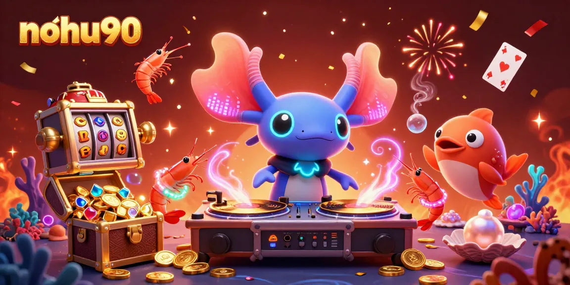 Nohu90 brings excitement with a vibrant underwater casino scene featuring colorful characters and dynamic game elements.