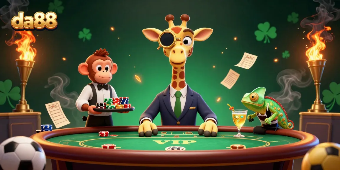 Experience thrilling sports betting action with da88's vibrant 3D casino scene featuring high-roller characters.