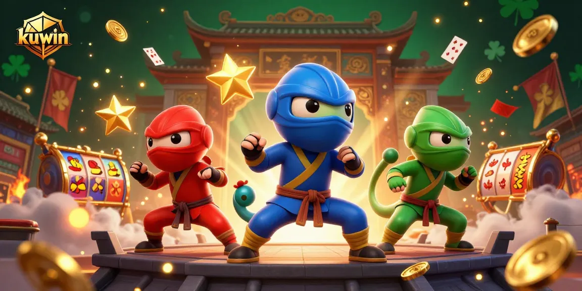 Kuwin offers exhilarating slot and live casino experiences, highlighted by vibrant 3D ninja chameleons.