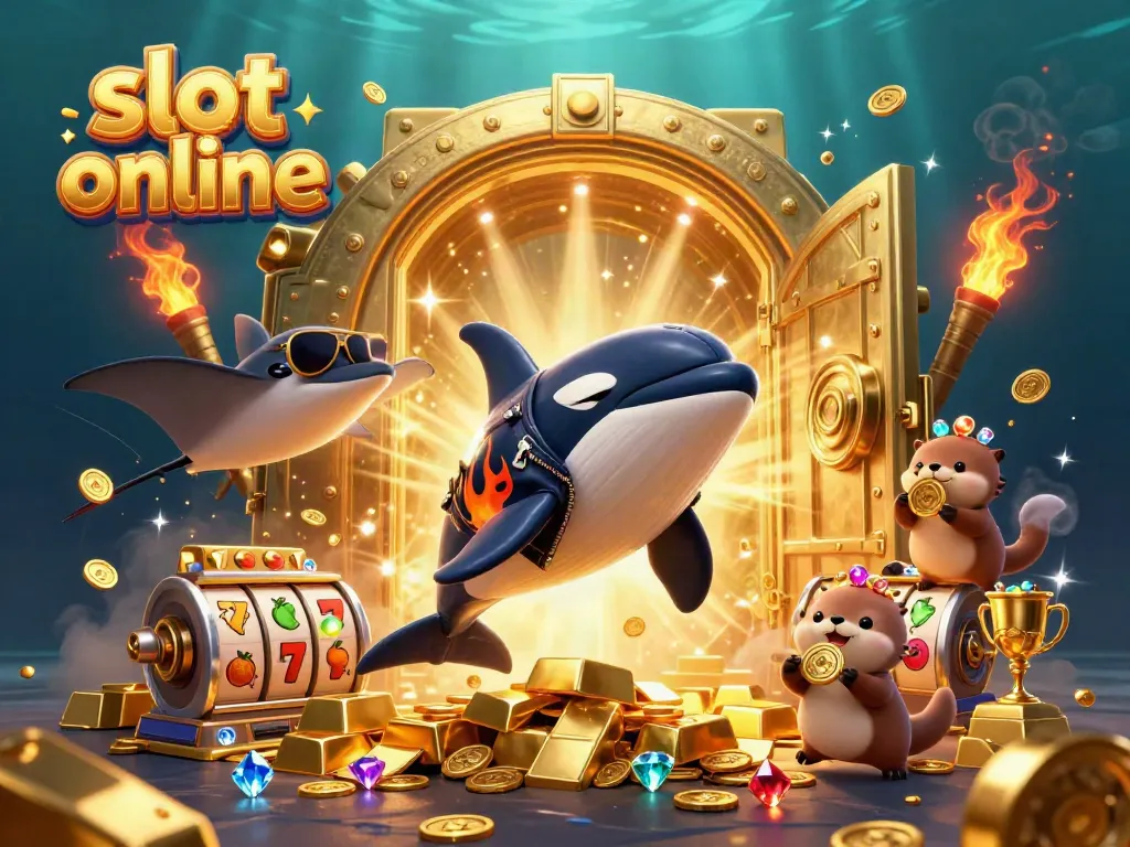Experience thrilling wins with slot online adventures in a vibrant underwater casino scene.