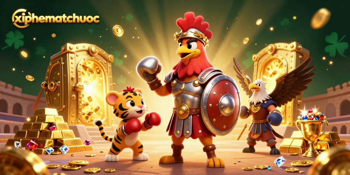 Experience the thrill of xiphematchuoc with a vibrant 3D illustration of gladiatorial characters in a casino scene.