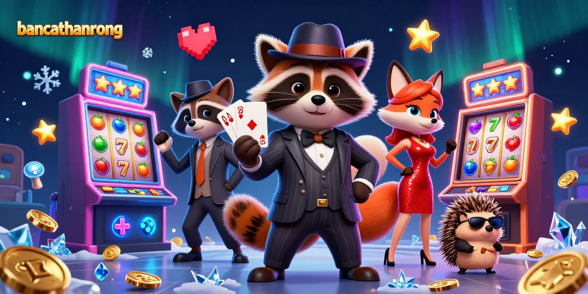 Engage with bancathanrong while experiencing a vibrant casino scene with animated characters and slot machines.