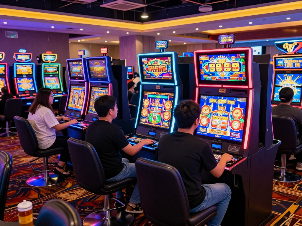 Pengalaman bermain slot gacor di ruang kasino modern dengan pemain bersemangat.