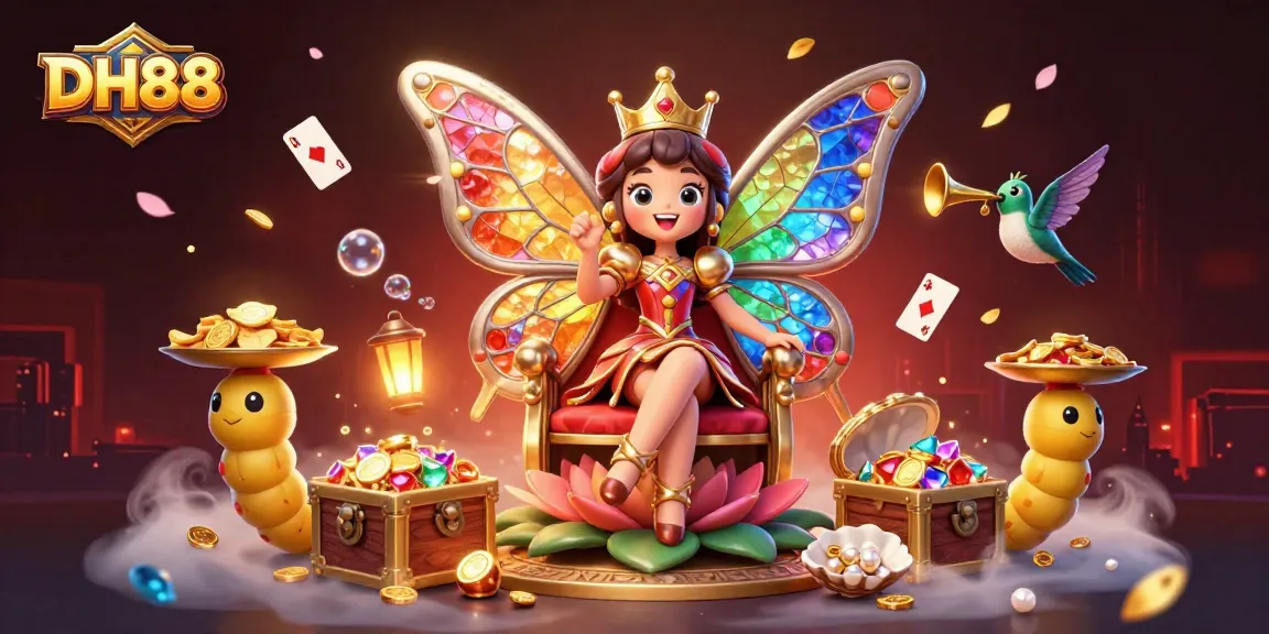 Experience thrilling gameplay at DH88 with stunning butterfly queen and vibrant casino elements.