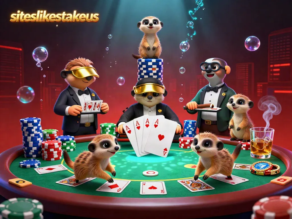 Engage with the excitement of siteslikestakeus through an imaginative casino scene with meerkats.