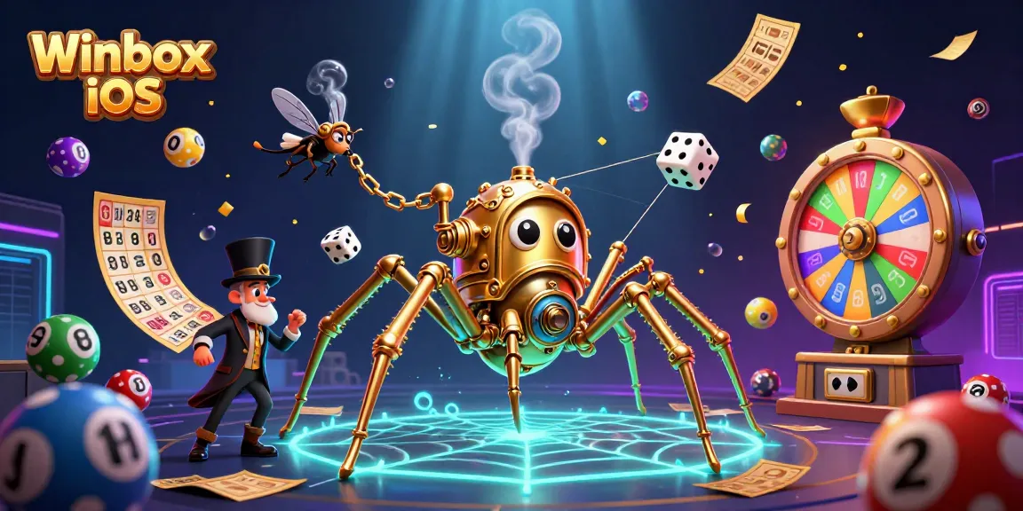 Experience the excitement of Winbox iOS with our colorful casino-themed illustration
