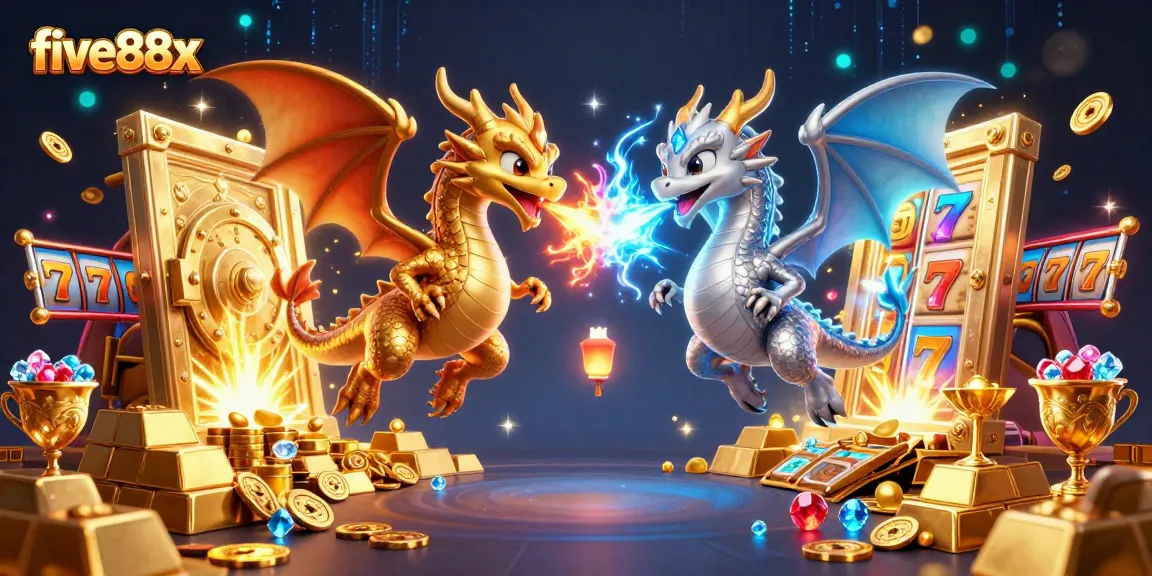 Engage with the ultimate five88x casino adventure featuring dragons, slot reels, and treasures!