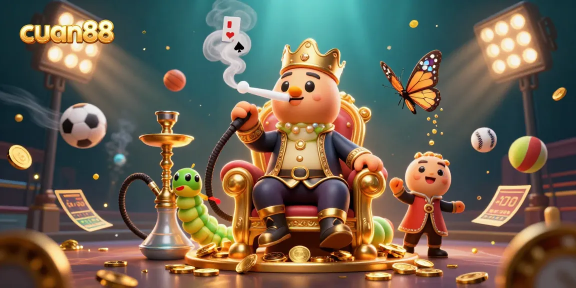 Experience cuan88 magic with a vibrant, detailed, 3D casino-themed illustration highlighting fun elements.