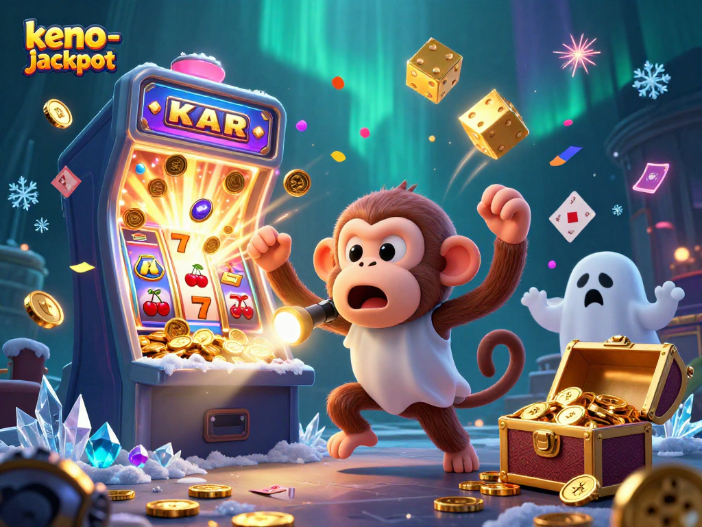 Join the excitement with keno-jackpot as magical winnings fly in a haunted casino scene.