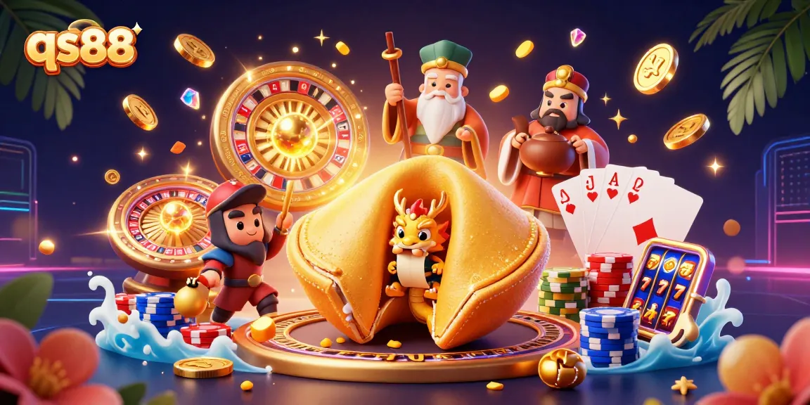 Engage with qs88's vibrant casino adventure featuring gold coins, dragons, and gaming excitement.