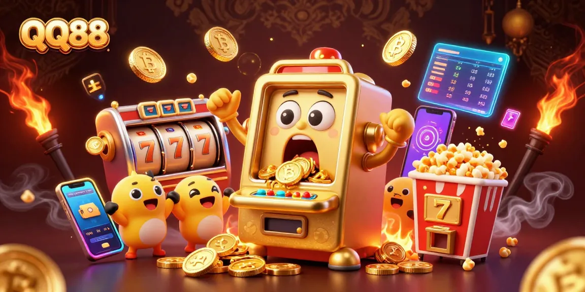 Engage in QQ88's thrilling slot experience as the golden machine hits the jackpot!