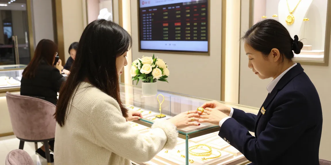 Showroom scene showcasing gold jewelry with mantra88 prominently featured in retail gold transactions.