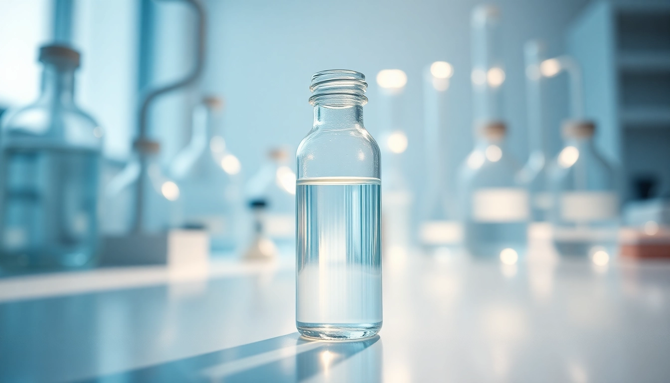 dimethylsulfoxide displayed in a clear glass vial in a laboratory setting