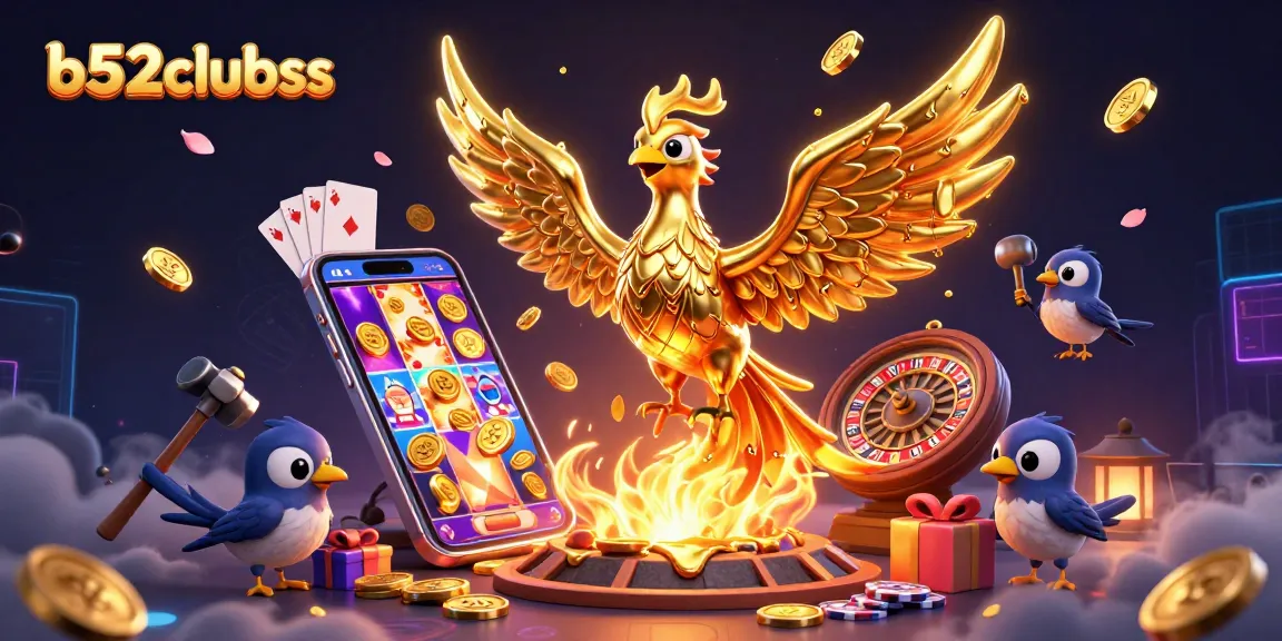 Engage in thrilling gameplay at b52clubss, where the golden phoenix symbolizes jackpot wins amidst casino chaos.