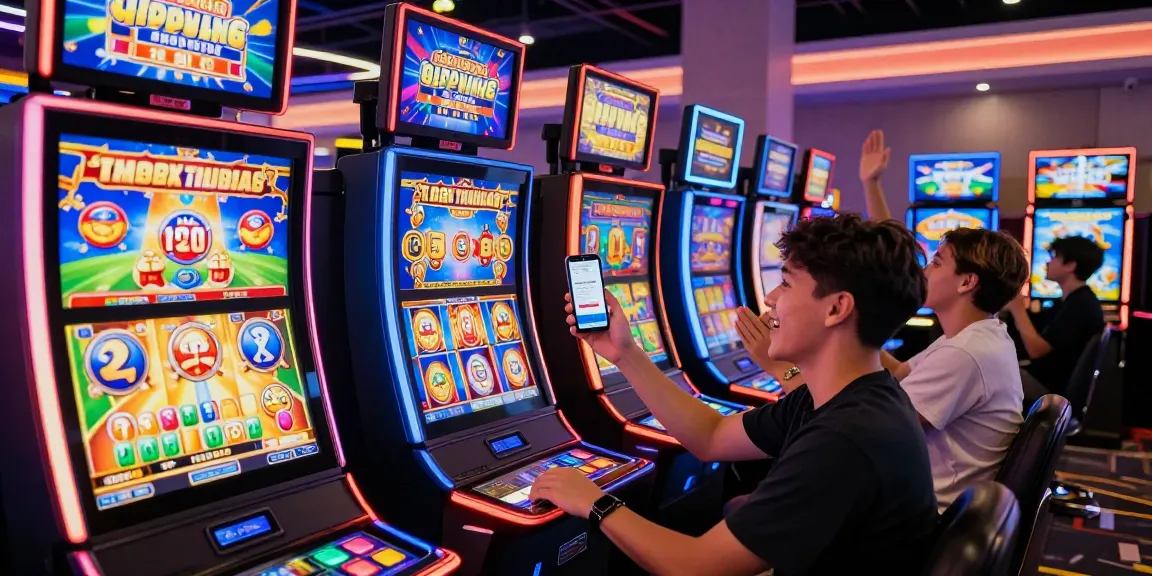 Exciting gaming environment at situs 888 with players engaging in diverse slot machines and vibrant online activities.
