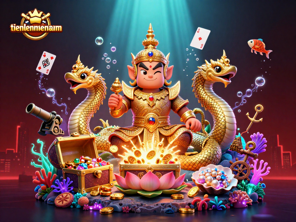 Experience thrilling victories with tienlenmiennam in this vibrant, detailed casino scene.